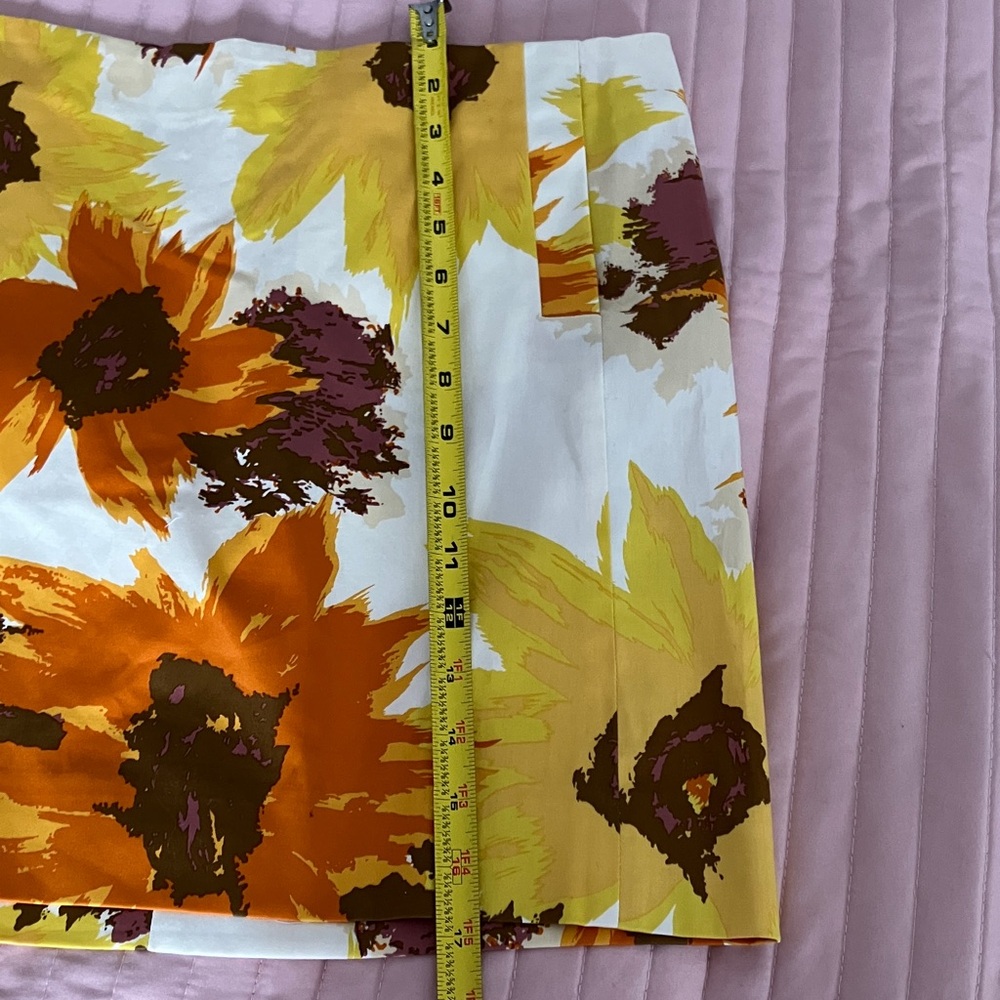 J. Crew Sunflower Burst Mini Skirt lined pockets sunny print EUC 6 - Picture 8 of 8